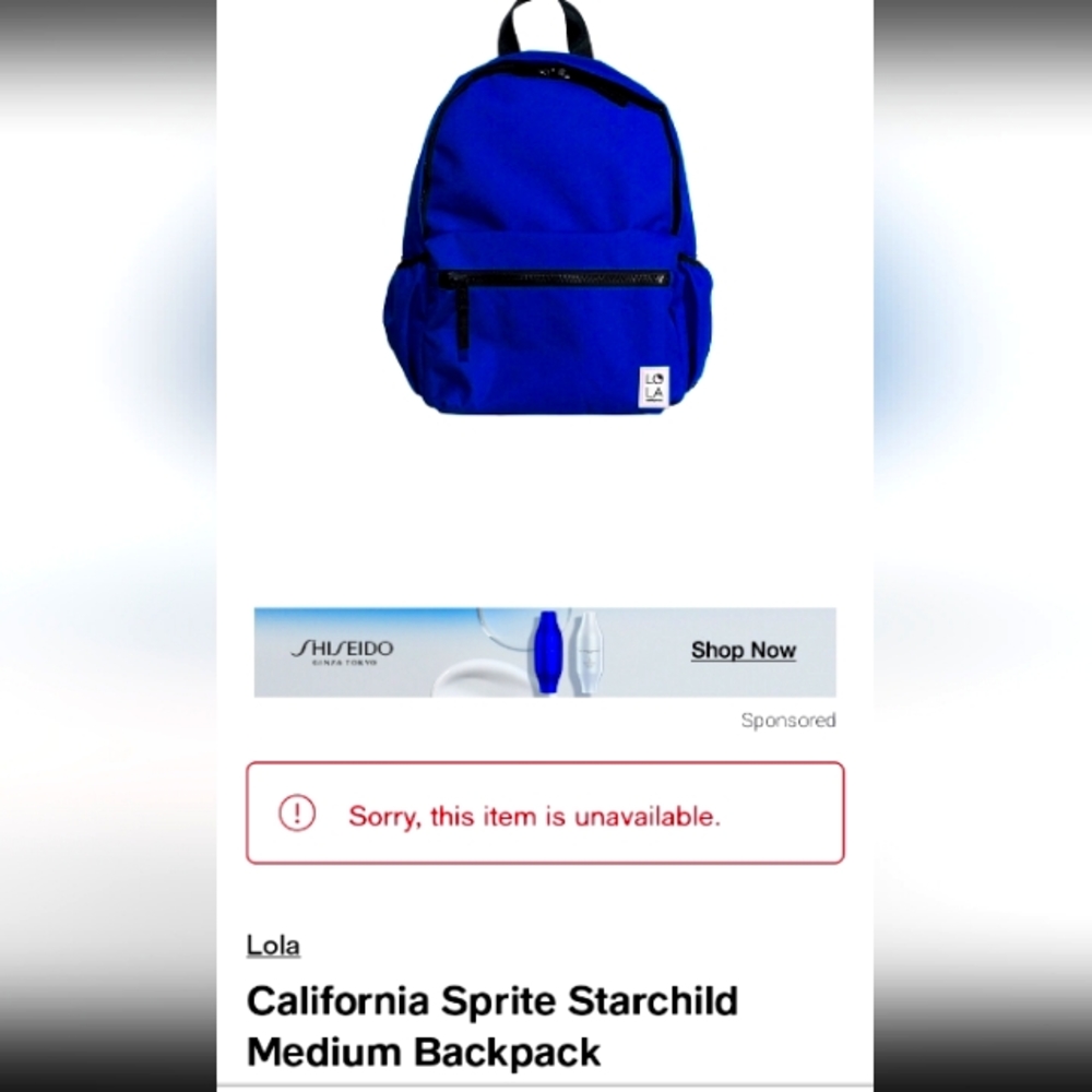 NWT LOLA brand backpack Beautiful Blue